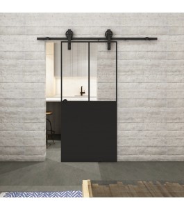 Glasschiebetür BARN-LINE Loft Schwarzlack 26 Auf Klarglas