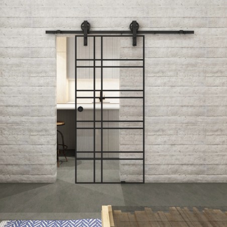 Glasschiebetür BARN-LINE Loft Schwarzlack 19 Auf Klarglas