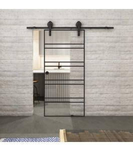Glasschiebetür BARN-LINE Loft Schwarzlack 16 Auf Klarglas