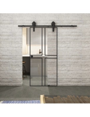 Glasschiebetür BARN-LINE Loft Schwarzlack 15 Auf Klarglas