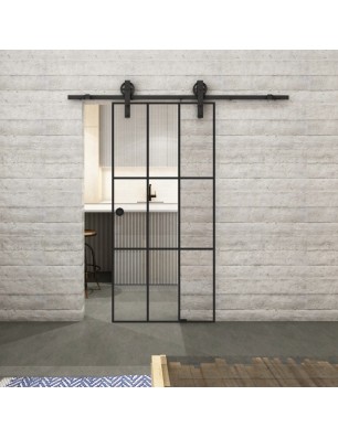Glasschiebetür BARN-LINE Loft Schwarzlack 11 Auf Klarglas