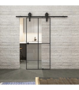 Glasschiebetür BARN-LINE Loft Schwarzlack 08 Auf Klarglas