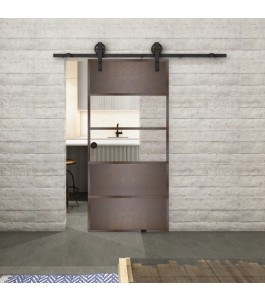 Glasschiebetür BARN-LINE Loft Rosteisen Genietet 25 Auf Klarglas