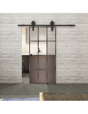 Glasschiebetür BARN-LINE Loft Rosteisen Genietet 22 Auf Klarglas