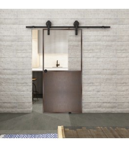Glasschiebetür BARN-LINE Loft Rosteisen Genietet 16 Auf Klarglas