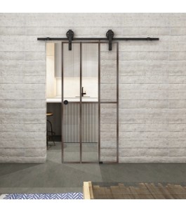 Glasschiebetür BARN-LINE Loft Rosteisen Genietet 12 Auf Klarglas