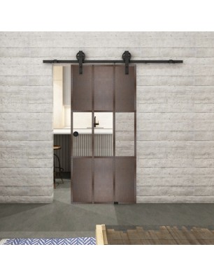 Glasschiebetür BARN-LINE Loft Rosteisen Genietet 33 Auf Klarglas
