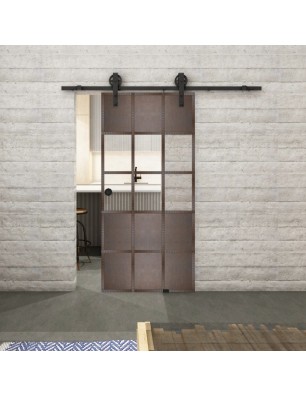 Glasschiebetür BARN-LINE Loft Rosteisen Genietet 31 Auf Klarglas