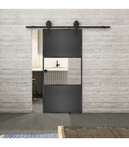 Glasschiebetür BARN-LINE Loft Schwarzeisen Genietet 27 Auf Klarglas