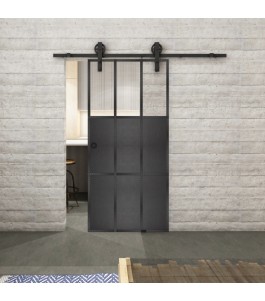 Glasschiebetür BARN-LINE Loft Schwarzeisen Genietet 23 Auf Klarglas