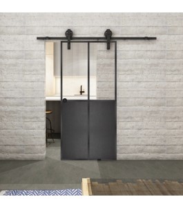 Glasschiebetür BARN-LINE Loft Schwarzeisen Genietet 20 Auf Klarglas