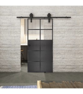 Glasschiebetür BARN-LINE Loft Schwarzeisen Genietet 17 Auf Klarglas