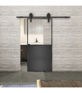 Glasschiebetür BARN-LINE Loft Schwarzeisen Genietet 16 Auf Klarglas