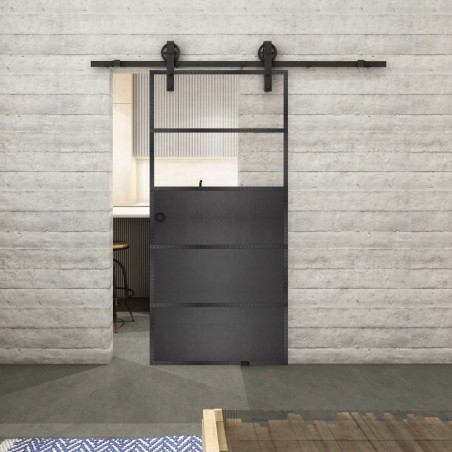 Glasschiebetür BARN-LINE Loft Schwarzeisen Genietet 13 Auf Klarglas