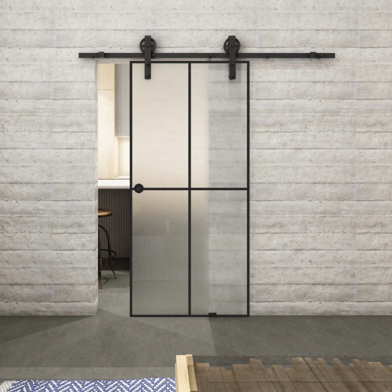 Glasschiebetür BARN-LINE Loft Schwarzlack 08 Blickdicht Glasschiebetür BARN-LINE Loft Schwarzlack 08 Blickdicht
