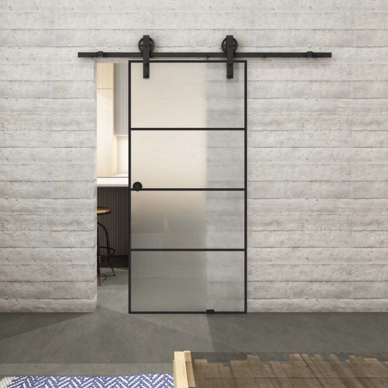 Glasschiebetür BARN-LINE Loft Schwarzlack 02 Blickdicht Glasschiebetür BARN-LINE Loft Schwarzlack 02 Blickdicht