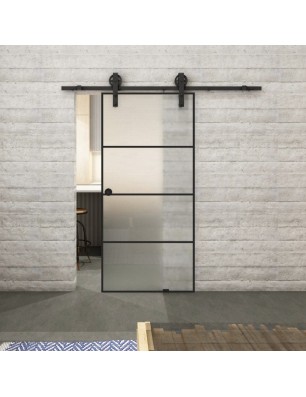 Glasschiebetür BARN-LINE Loft Schwarzlack 02 Blickdicht