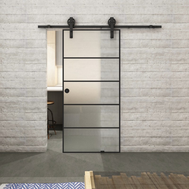 Glasschiebetür BARN-LINE Loft Schwarzlack 01 Blickdicht Glasschiebetür BARN-LINE Loft Schwarzlack 01 Blickdicht