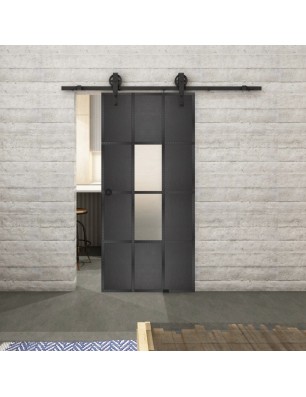 Glasschiebetür BARN-LINE Loft Schwarzeisen Genietet 35 Blickdicht