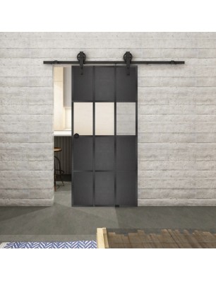 Glasschiebetür BARN-LINE Loft Schwarzeisen Genietet 32 Blickdicht