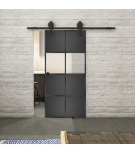 Glasschiebetür BARN-LINE Loft Schwarzeisen Genietet 29 Blickdicht