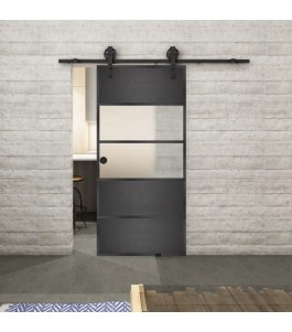 Glasschiebetür BARN-LINE Loft Schwarzeisen Genietet 25 Blickdicht