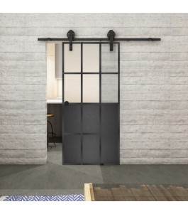 Glasschiebetür BARN-LINE Loft Schwarzeisen Genietet 22 Blickdicht