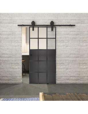 Glasschiebetür BARN-LINE Loft Schwarzeisen Genietet 21 Blickdicht