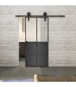 Glasschiebetür BARN-LINE Loft Schwarzeisen Genietet 20 Blickdicht