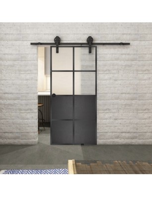 Glasschiebetür BARN-LINE Loft Schwarzeisen Genietet 18 Blickdicht
