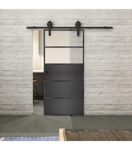Glasschiebetür BARN-LINE Loft Schwarzeisen Genietet 13 Blickdicht
