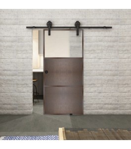 Glasschiebetür BARN-LINE Loft Rosteisen Genietet 15 Blickdicht