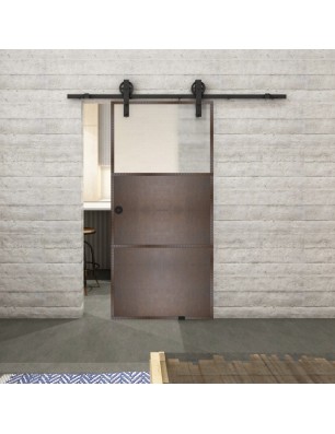 Glasschiebetür BARN-LINE Loft Rosteisen Genietet 15 Blickdicht