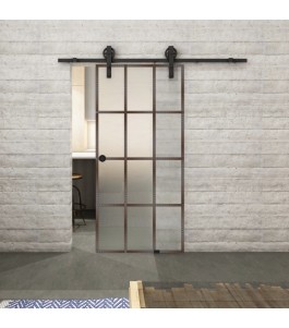 Glasschiebetür BARN-LINE Loft Rosteisen Genietet 10 Blickdicht