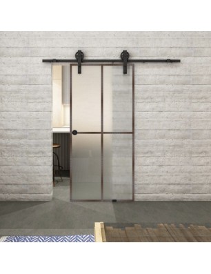 Glasschiebetür BARN-LINE Loft Rosteisen Genietet 08 Blickdicht