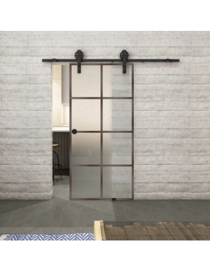 Glasschiebetür BARN-LINE Loft Rosteisen Genietet 06 Blickdicht
