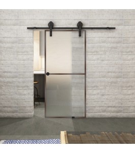 Glasschiebetür BARN-LINE Loft Rosteisen Genietet 04 Blickdicht