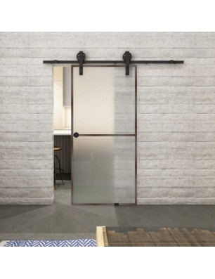 Glasschiebetür BARN-LINE Loft Rosteisen Genietet 04 Blickdicht