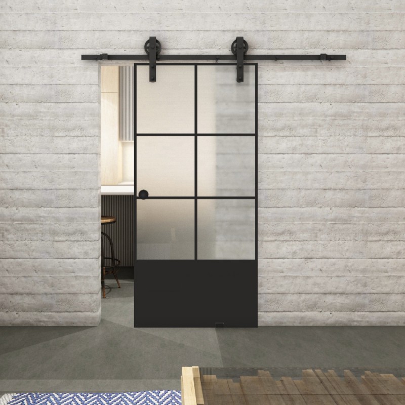Glasschiebetür BARN-LINE Loft Schwarzlack 35 Blickdicht Glasschiebetür BARN-LINE Loft Schwarzlack 35 Blickdicht