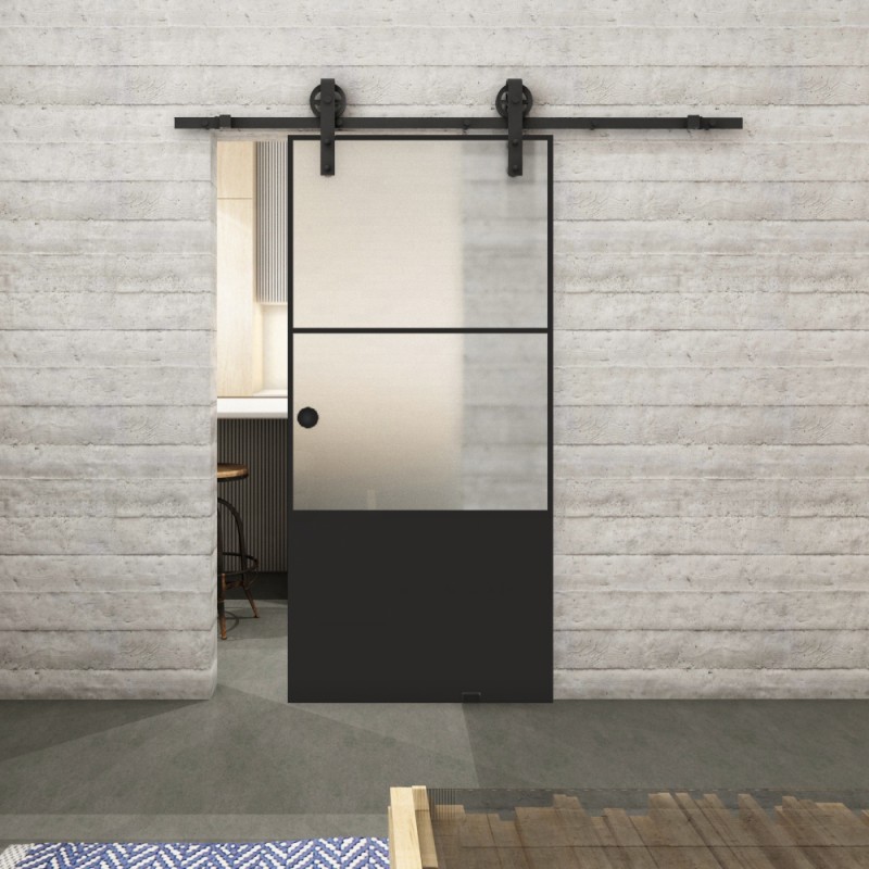 Glasschiebetür BARN-LINE Loft Schwarzlack 33 Blickdicht Glasschiebetür BARN-LINE Loft Schwarzlack 33 Blickdicht