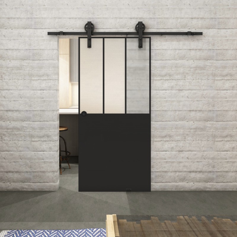 Glasschiebetür BARN-LINE Loft Schwarzlack 30 Blickdicht Glasschiebetür BARN-LINE Loft Schwarzlack 30 Blickdicht
