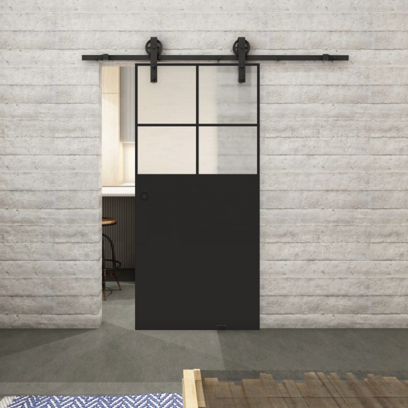 Glasschiebetür BARN-LINE Loft Schwarzlack 23 Blickdicht Glasschiebetür BARN-LINE Loft Schwarzlack 23 Blickdicht