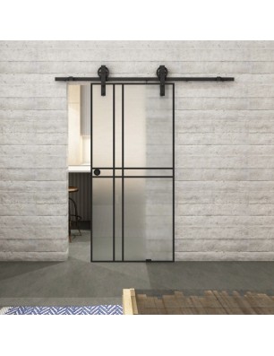 Glasschiebetür BARN-LINE Loft Schwarzlack 21 Blickdicht