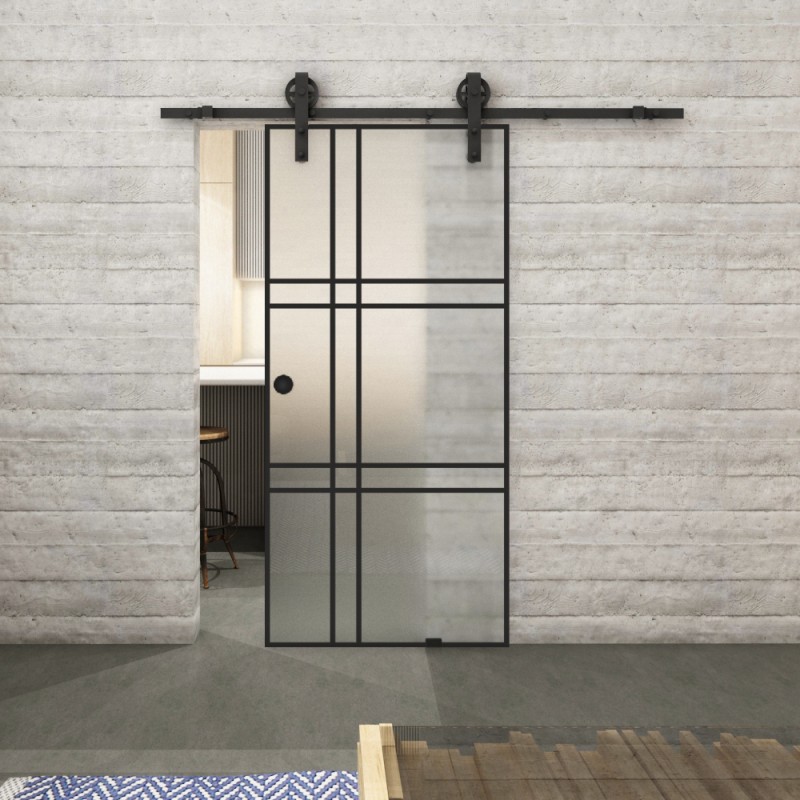 Glasschiebetür BARN-LINE Loft Schwarzlack 20 Blickdicht Glasschiebetür BARN-LINE Loft Schwarzlack 20 Blickdicht