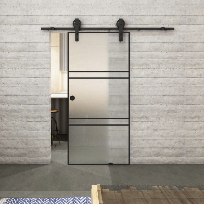 Glasschiebetür BARN-LINE Loft Schwarzlack 17 Blickdicht Glasschiebetür BARN-LINE Loft Schwarzlack 17 Blickdicht