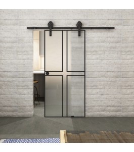 Glasschiebetür BARN-LINE Loft Schwarzlack 15 Blickdicht