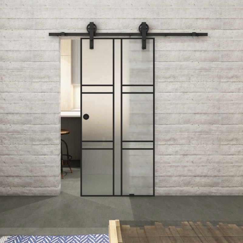 Glasschiebetür BARN-LINE Loft Schwarzlack 14 Blickdicht Glasschiebetür BARN-LINE Loft Schwarzlack 14 Blickdicht