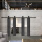 Glasschiebetür BARN-LINE Loft Schwarzeisen Genietet 36 Auf Klarglas Glasschiebetür BARN-LINE Loft Schwarzeisen Genietet 36 Auf Klarglas