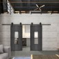 Glasschiebetür BARN-LINE Loft Schwarzeisen Genietet 35 Auf Klarglas Glasschiebetür BARN-LINE Loft Schwarzeisen Genietet 35 Auf Klarglas