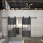 Glasschiebetür BARN-LINE Loft Schwarzeisen Genietet 33 Auf Klarglas Glasschiebetür BARN-LINE Loft Schwarzeisen Genietet 33 Auf Klarglas